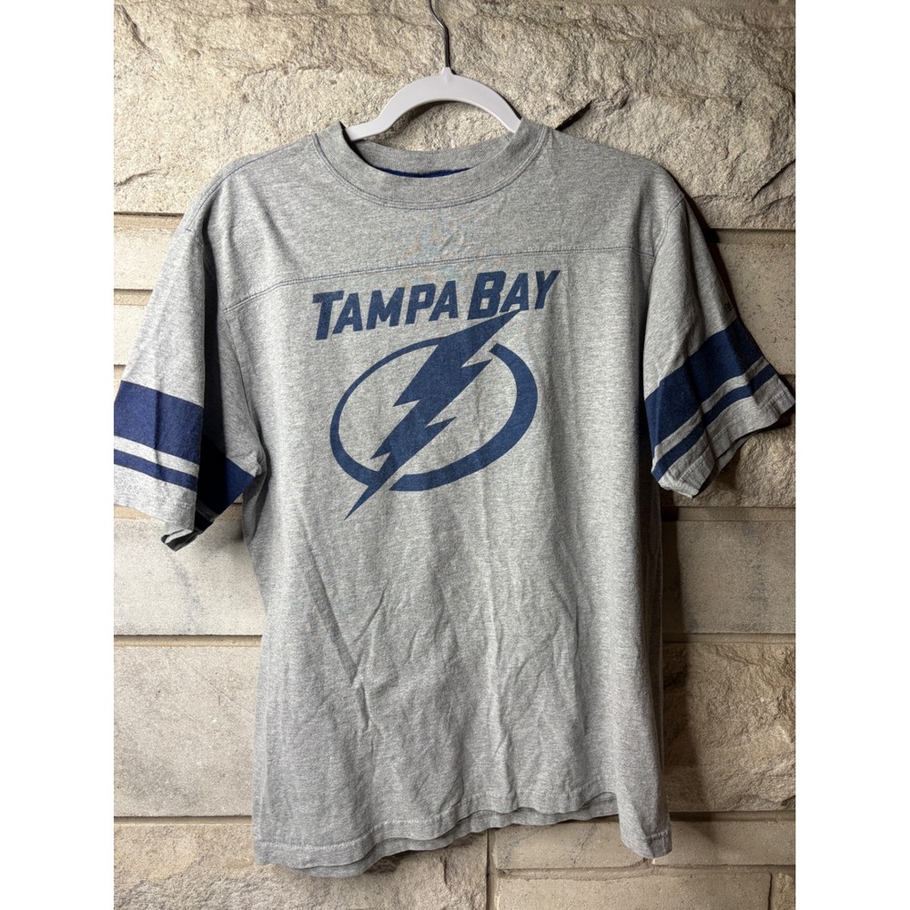 Reebok Tampa‎ Bay Lightning NHL Mens Gray Graphic T-Shirt Short Sleeve Size M